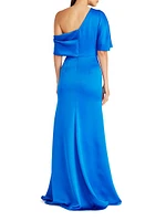 Remi Draped Satin One-Shoulder Gown