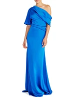 Remi Draped Satin One-Shoulder Gown