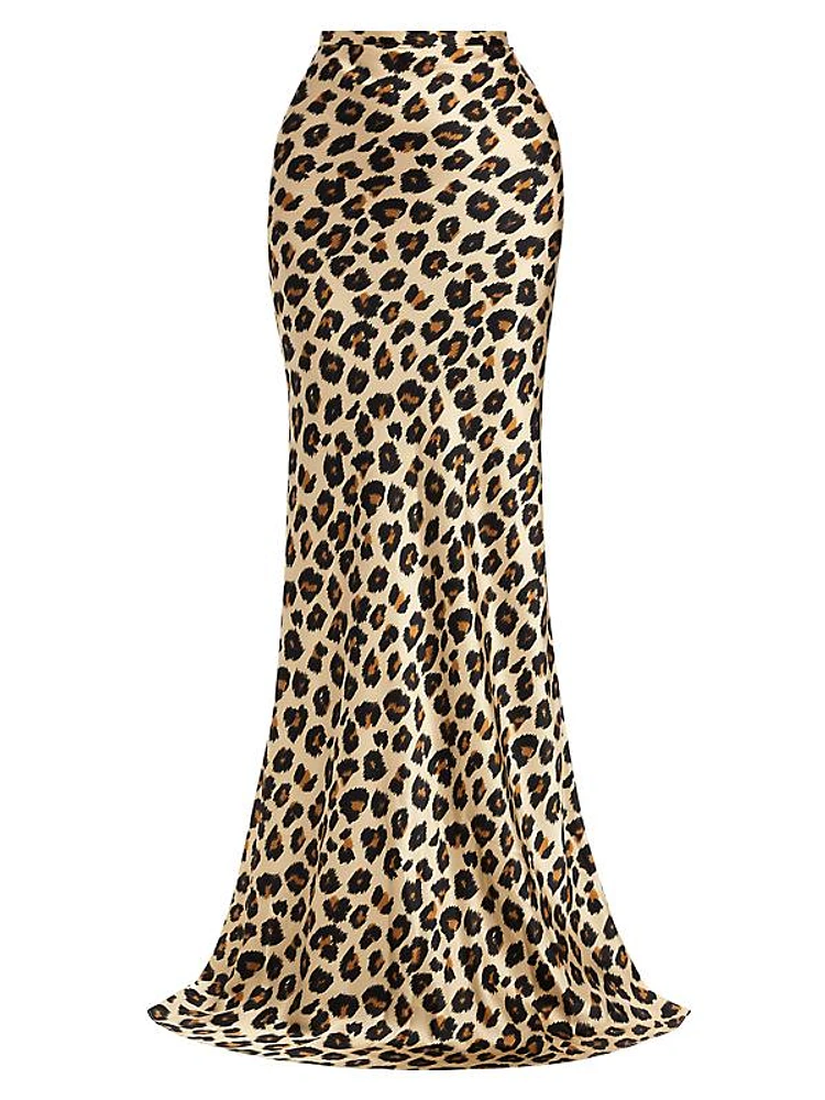 Silk Leopard Maxi Skirt