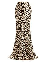 Silk Leopard Maxi Skirt