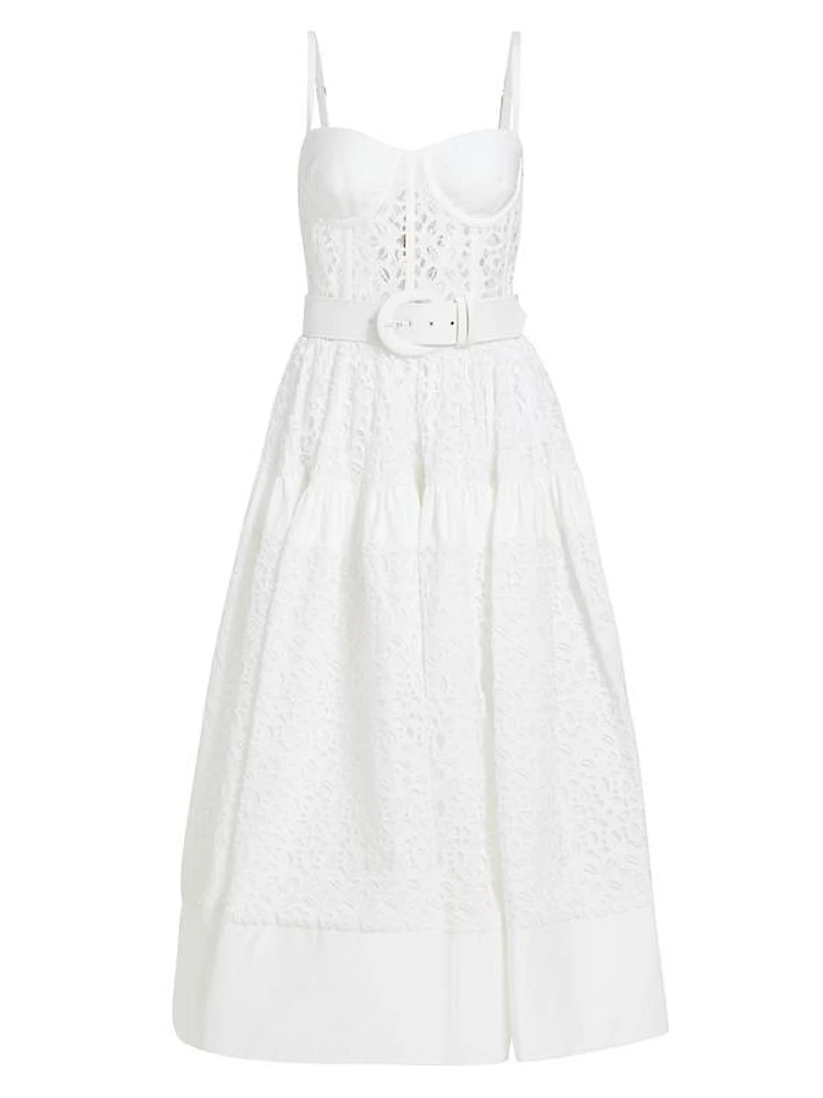 Bustier Belted Eyelet Crinoline Dress