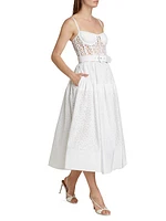 Bustier Belted Eyelet Crinoline Dress