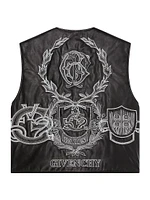 Crest Waistcoat Embroidered Leather