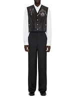 Crest Waistcoat Embroidered Leather