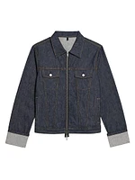 Denim Cuffed Zip-Front Trucker Jacket