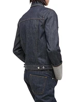 Denim Cuffed Zip-Front Trucker Jacket