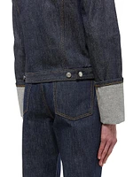 Denim Cuffed Zip-Front Trucker Jacket