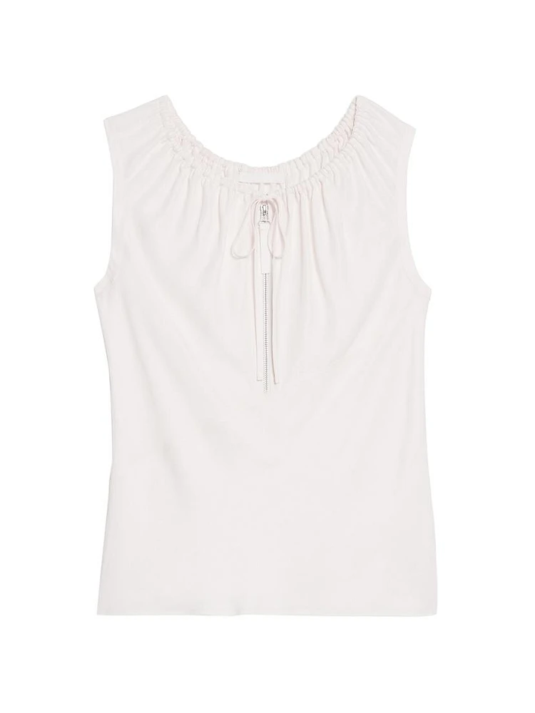 Jersey Sleeveless Quarter-Zip Top