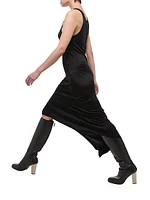 Jersey Asymmetric-Hem Sleeveless Maxi Dress