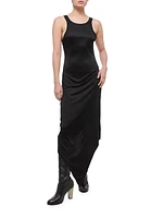 Jersey Asymmetric-Hem Sleeveless Maxi Dress