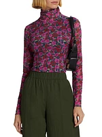 Mesh Floral Turtleneck