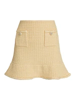 Textured Knit Flounce Miniskirt