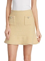 Textured Knit Flounce Miniskirt