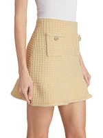 Textured Knit Flounce Miniskirt