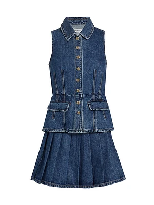 Tailored Denim Peplum Minidress