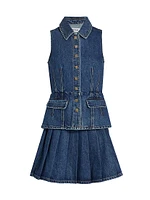 Tailored Denim Peplum Minidress