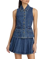 Tailored Denim Peplum Minidress