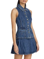 Tailored Denim Peplum Minidress