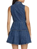 Tailored Denim Peplum Minidress