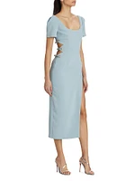 Crêpê Embellished Cut-Out Midi-Dress