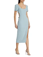 Crêpê Embellished Cut-Out Midi-Dress