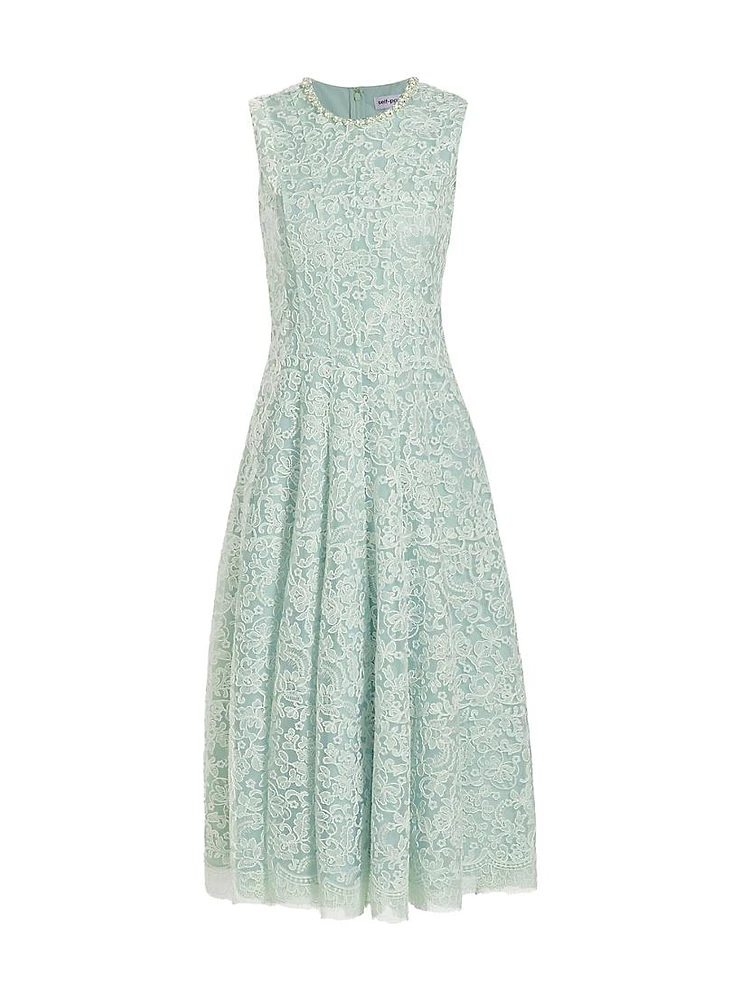 Corded Lace Sleeveless Midi-Dress