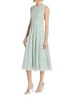 Corded Lace Sleeveless Midi-Dress