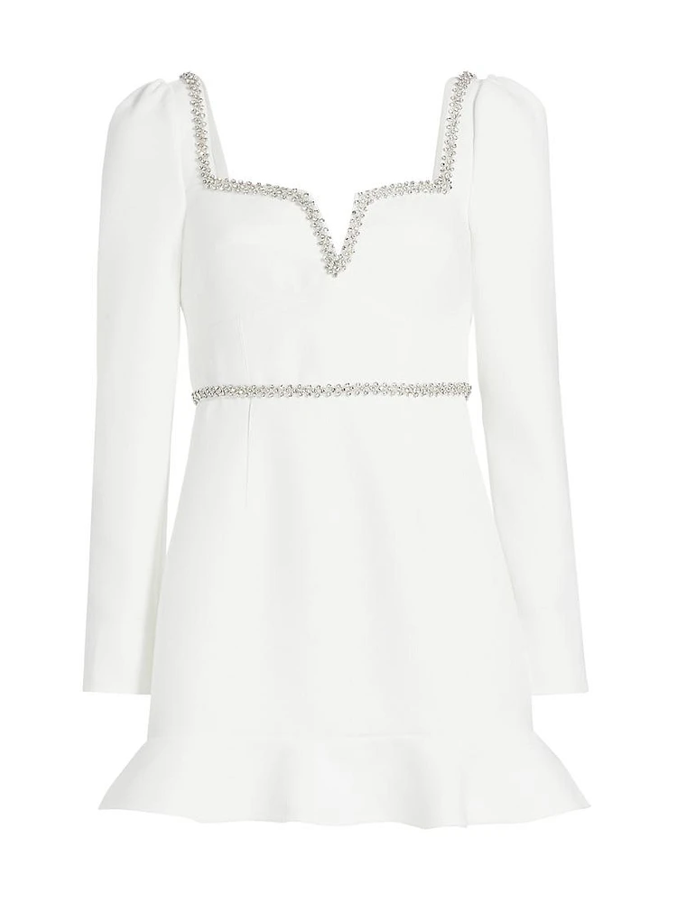 Bonded Crêpê Embellished Flounce Minidress