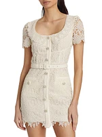 Guipure Lace Belted Minidress