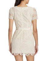 Guipure Lace Belted Minidress