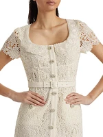 Guipure Lace Belted Minidress