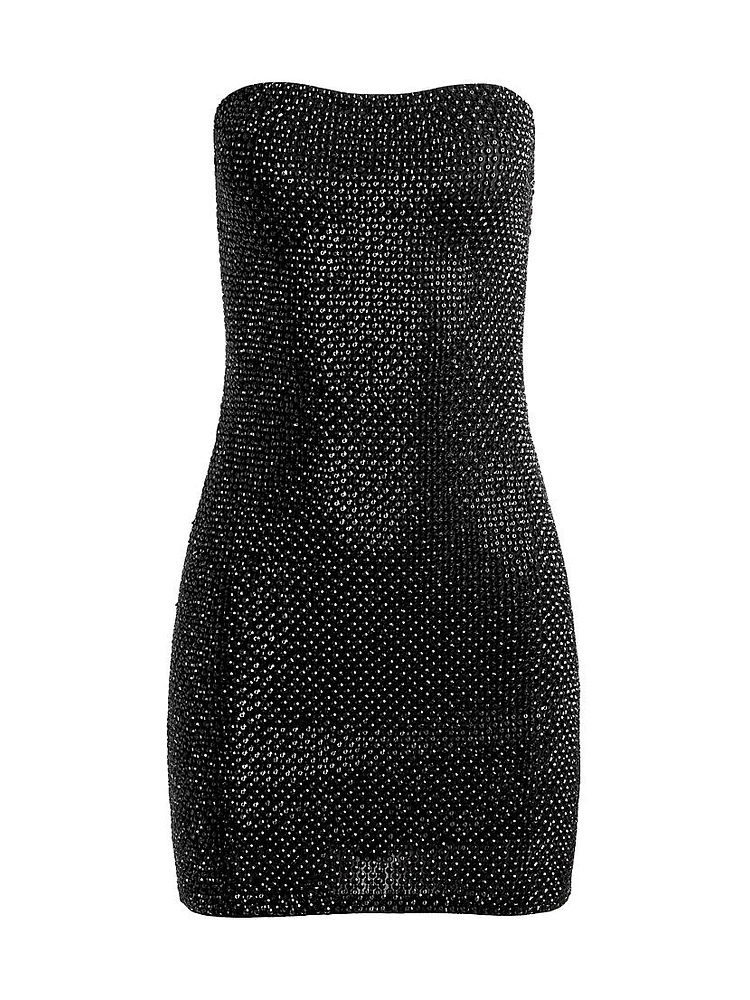 Leia Embellished Mesh Strapless Minidress