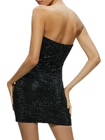 Leia Embellished Mesh Strapless Minidress