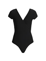 Butter Cap-Sleeve Wrap Bodysuit