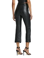 Faux Leather Flared Split Crop Pants