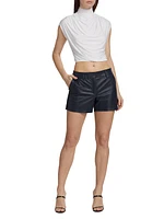 Faux-Leather Tailored Shorts