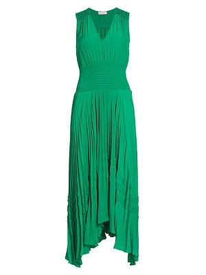 Livia Pleated Sleeveless Midi-Dress