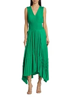 Livia Pleated Sleeveless Midi-Dress