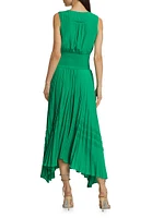 Livia Pleated Sleeveless Midi-Dress