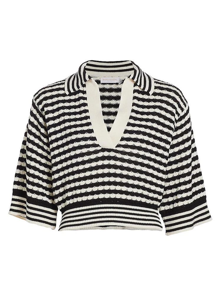 Azaria Cotton-Blend Striped Knit Top