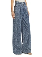 Adley Floral-Embroidered Denim Wide-Leg Jeans