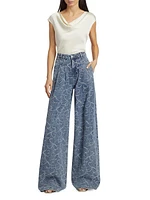 Adley Floral-Embroidered Denim Wide-Leg Jeans