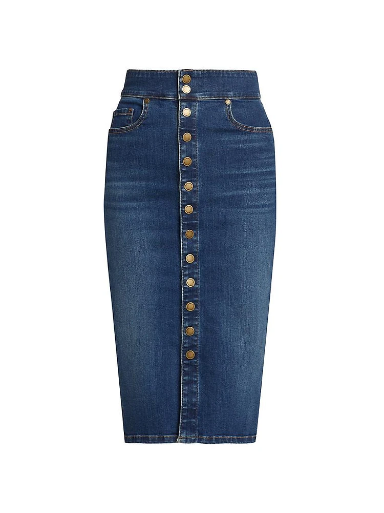 Karter Denim High-Waisted Midi-Skirt