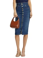 Karter Denim High-Waisted Midi-Skirt