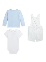 Baby Boy's 3-Piece Golf Overalls, Bodysuit & Cardigan