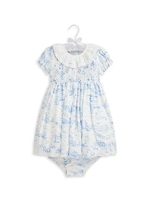 Baby Girl's Linen Smocked Toile Dress