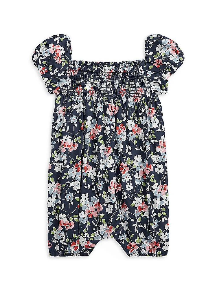 Baby Girl's Floral Bubble Coveralls