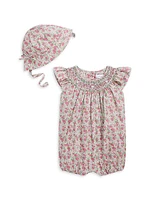 Baby Girl's Cotton Poplin Bubble Shortall Set