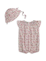 Baby Girl's Cotton Poplin Bubble Shortall Set