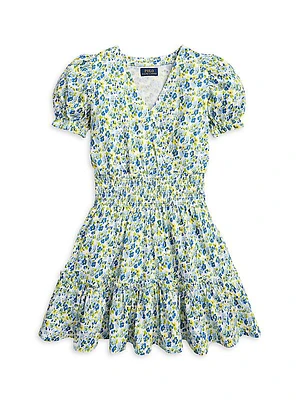 Little Girl's & Girl's Floral Smocked Dress